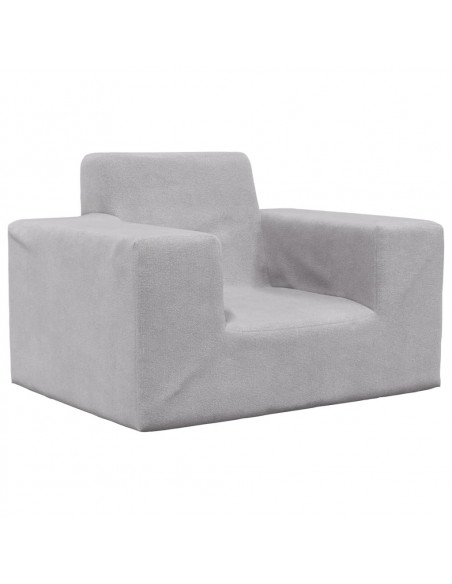 Divano per Bambini Grigio Chiaro in Morbido Peluche