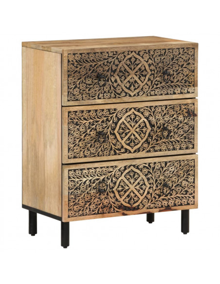 Credenze 2 pz 60x33x75 cm in Legno Massello di Mango