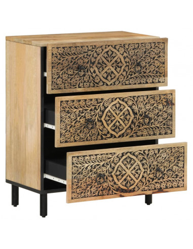 Credenze 2 pz 60x33x75 cm in Legno Massello di Mango