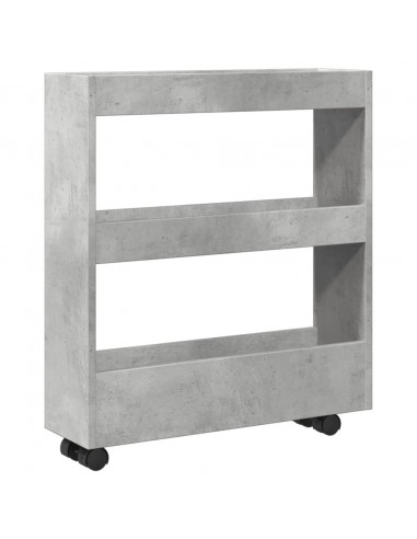 Carrello Stretto a 3 Livelli Grigio Cemento in Truciolato