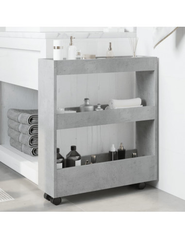 Carrello Stretto a 3 Livelli Grigio Cemento in Truciolato