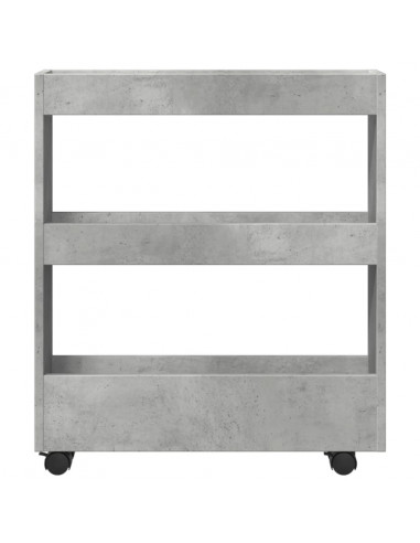 Carrello Stretto a 3 Livelli Grigio Cemento in Truciolato