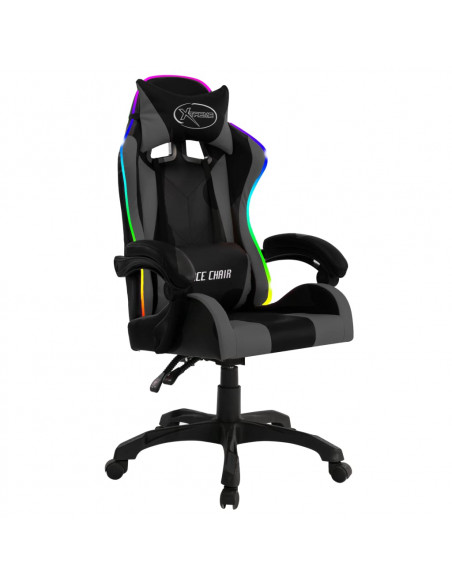 Sedia da Gaming con Luci a LED RGB Grigia e Nera in Similpelle