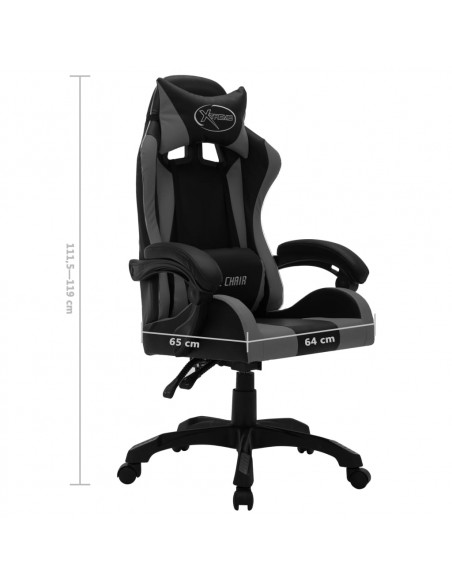 Sedia da Gaming con Luci a LED RGB Grigia e Nera in Similpelle
