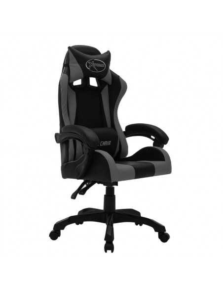 Sedia da Gaming con Luci a LED RGB Grigia e Nera in Similpelle