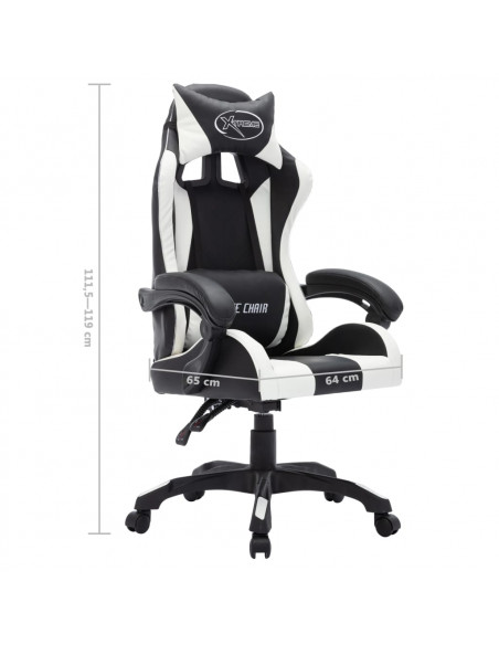 Sedia da Gaming con Luci a LED RGB Bianca e Nera in Similpelle