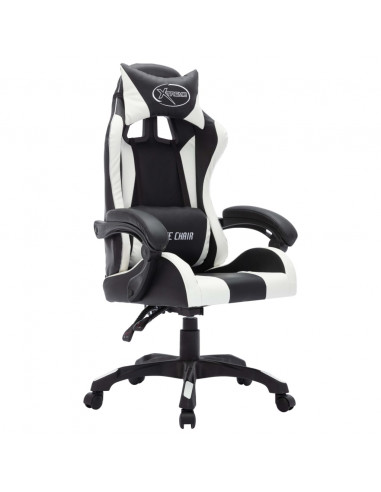 Sedia da Gaming con Luci a LED RGB Bianca e Nera in Similpelle