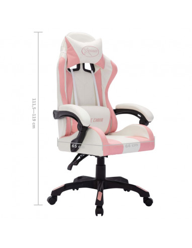 Sedia da Gaming con Luci a LED RGB Rosa e Nera in Similpelle