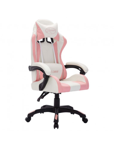 Sedia da Gaming con Luci a LED RGB Rosa e Nera in Similpelle