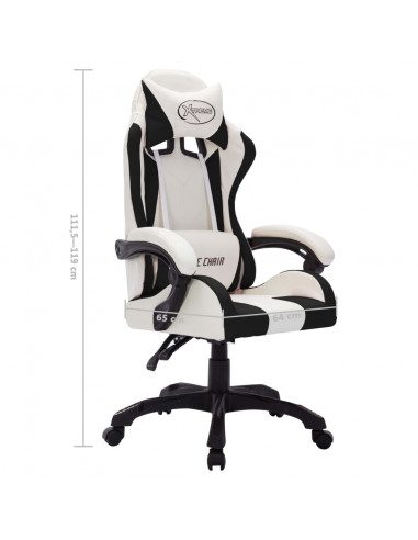 Sedia da Gaming con Luci a LED RGB Bianca e Nera in Similpelle