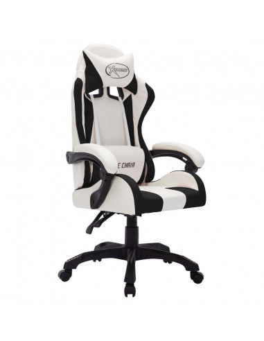 Sedia da Gaming con Luci a LED RGB Bianca e Nera in Similpelle