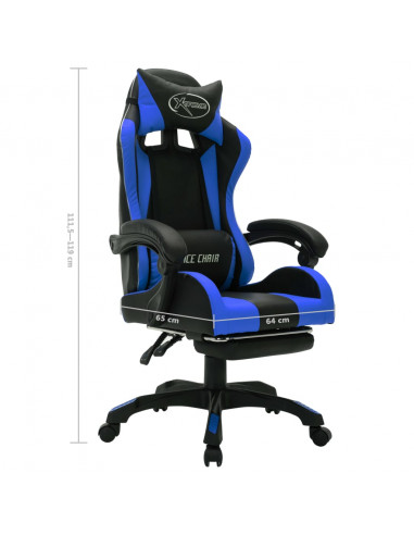 Sedia da Gaming con Luci a LED RGB Blu e Nera in Similpelle