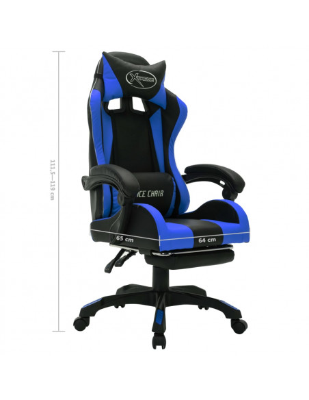 Sedia da Gaming con Luci a LED RGB Blu e Nera in Similpelle