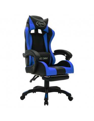 Sedia da Gaming con Luci a LED RGB Blu e Nera in Similpelle