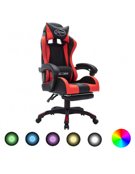 Sedia da Gaming con Luci a LED RGB Rossa e Nera in Similpelle