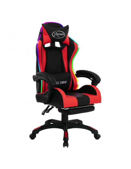 Sedia da Gaming con Luci a LED RGB Rossa e Nera in Similpelle