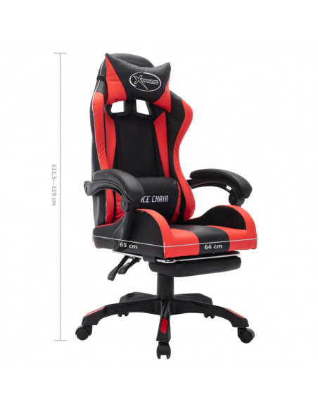 Sedia da Gaming con Luci a LED RGB Rossa e Nera in Similpelle