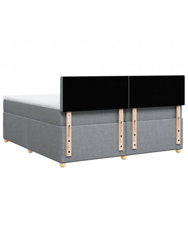 Giroletto a Molle con Materasso Grigio Chiaro 200x200cm Tessuto