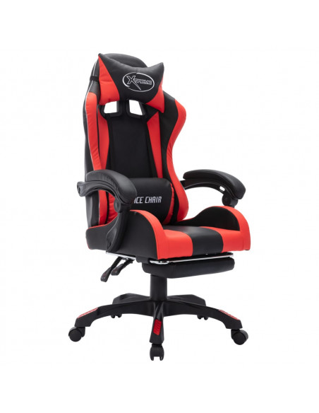 Sedia da Gaming con Luci a LED RGB Rossa e Nera in Similpelle