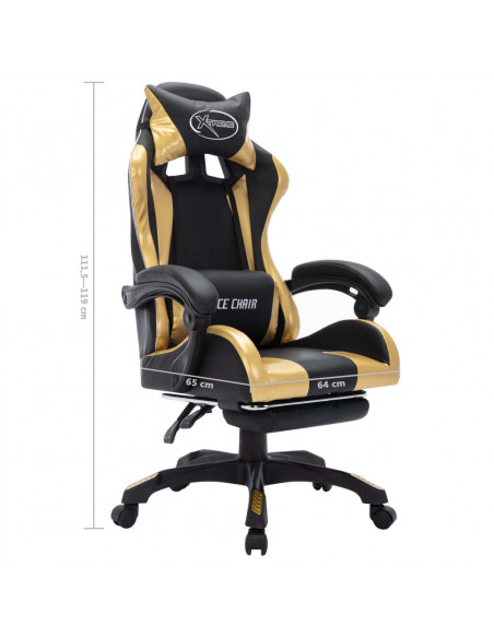 Sedia da Gaming con Luci a LED RGB Oro e Nera in Similpelle