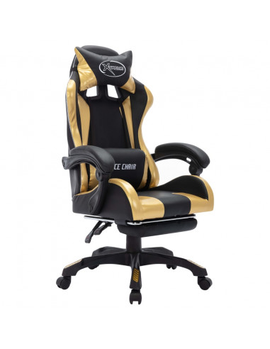 Sedia da Gaming con Luci a LED RGB Oro e Nera in Similpelle