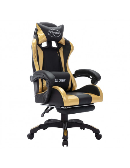 Sedia da Gaming con Luci a LED RGB Oro e Nera in Similpelle