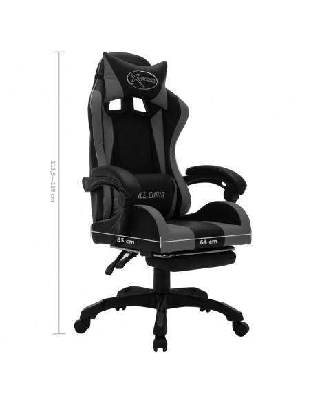 Sedia da Gaming con Luci a LED RGB Grigia e Nera in Similpelle