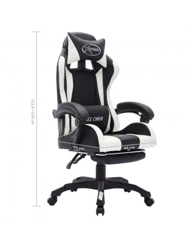 Sedia da Gaming con Luci a LED RGB Bianca e Nera in Similpelle