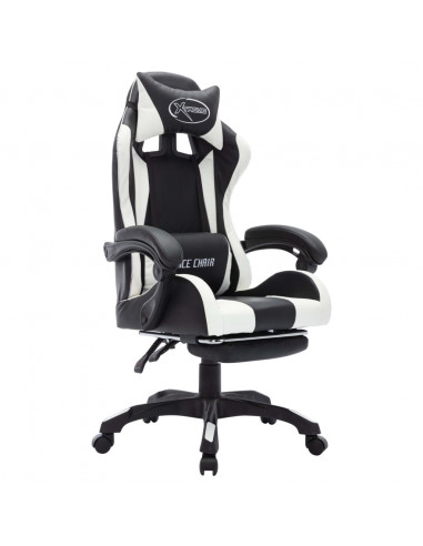 Sedia da Gaming con Luci a LED RGB Bianca e Nera in Similpelle