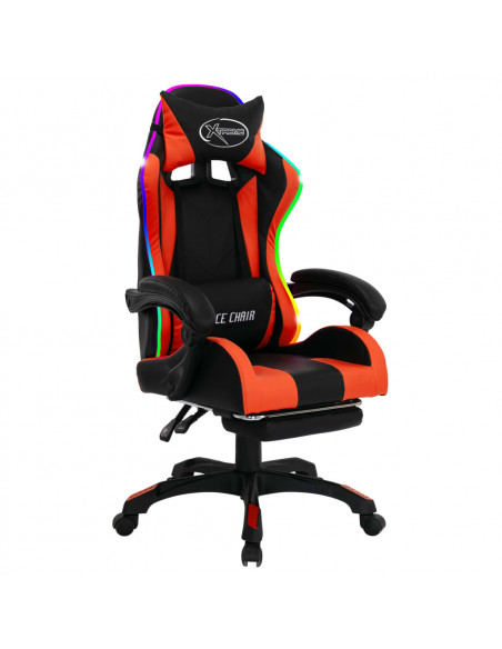 Sedia da Gaming con Luci a LED RGB Arancione e Nera Similpelle