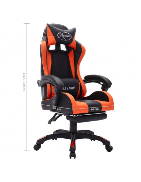 Sedia da Gaming con Luci a LED RGB Arancione e Nera Similpelle