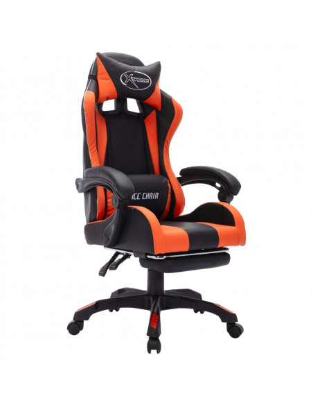 Sedia da Gaming con Luci a LED RGB Arancione e Nera Similpelle