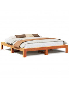 Letto senza Materasso Marrone Cera 200x200 cm in Legno di Pino 2