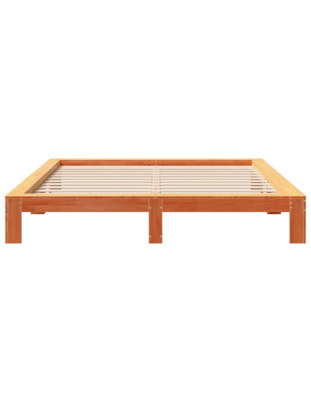 Letto senza Materasso Marrone Cera 200x200 cm in Legno di Pino