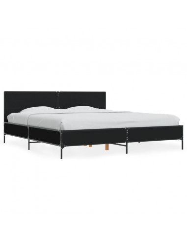 Giroletto Nero 180x200 cm in Legno Multistrato e Metallo