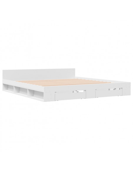Giroletto con Cassetti Bianco 180x200 cm in Legno Multistrato