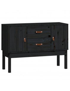 Credenza Nera 110x40x78 cm in Legno Massello di Pino 2