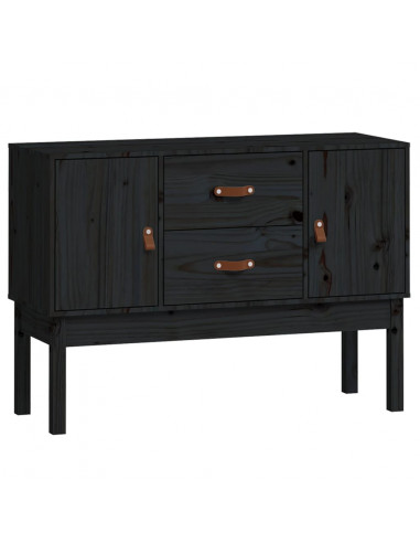 Credenza Nera 110x40x78 cm in Legno Massello di Pino
