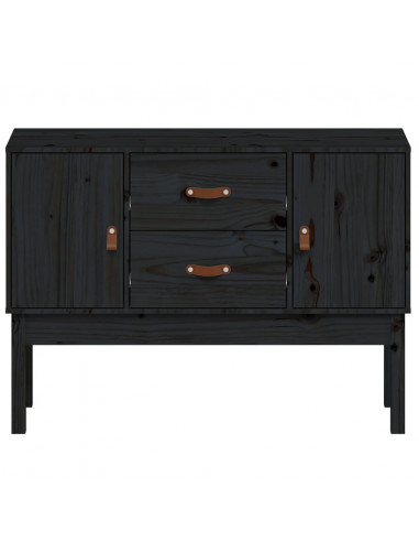 Credenza Nera 110x40x78 cm in Legno Massello di Pino