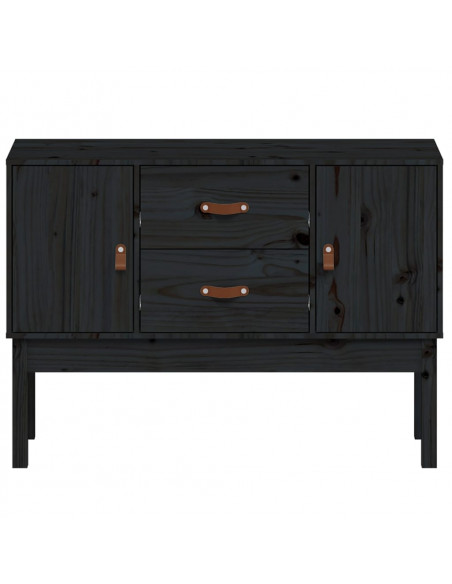 Credenza Nera 110x40x78 cm in Legno Massello di Pino