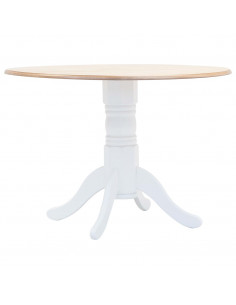 Tavolo da Pranzo Bianco e Marrone 106 cm in Massello di Hevea 2