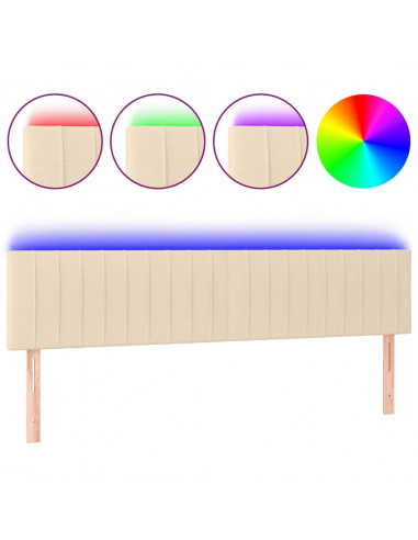 Testiera a LED Crema 160x5x78/88 cm in Tessuto