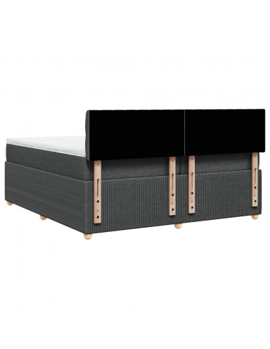 Giroletto a Molle con Materasso Grigio Scuro 200x200 cm Tessuto