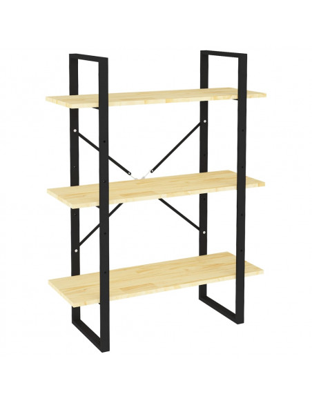 Libreria a 3 Ripiani 80x30x105 cm in Legno Massello di Pino