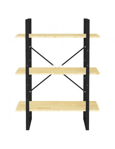 Libreria a 3 Ripiani 80x30x105 cm in Legno Massello di Pino