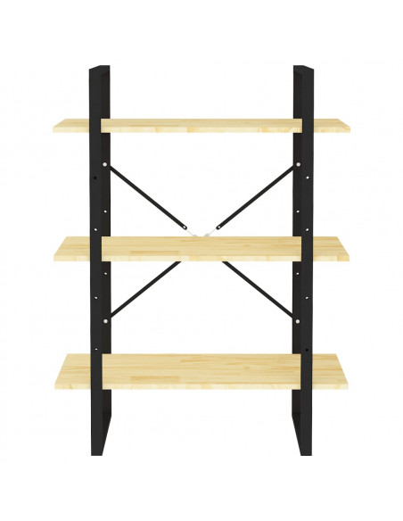 Libreria a 3 Ripiani 80x30x105 cm in Legno Massello di Pino