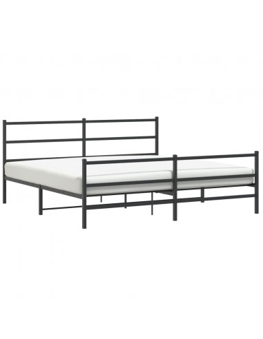 Giroletto con Testiera e Pediera Metallo Nero 200x200 cm