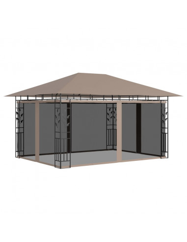 Gazebo con Zanzariera Luci LED 4x3x2,73 m Grigio Talpa