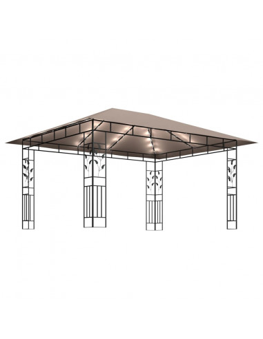 Gazebo con Zanzariera Luci LED 4x3x2,73 m Grigio Talpa