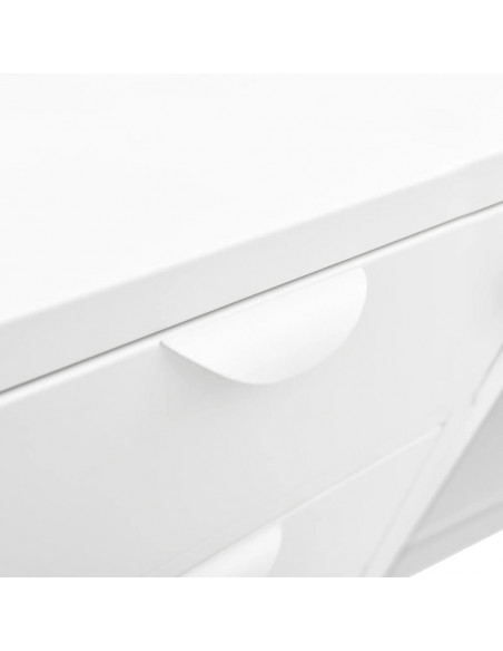 Credenza Bianca 105x35x70 cm in Acciaio e Vetro Temperato